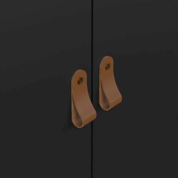Wyld Haus Wildberry Matt Black Wardrobe 3 Doors Leather Handles