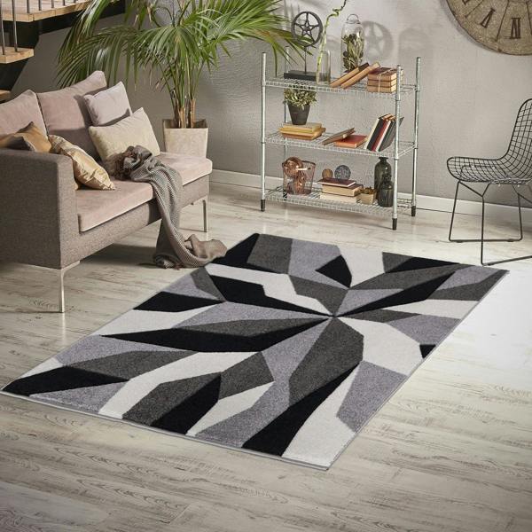 Smart Living Carved Rug Contemporary - Grey Black