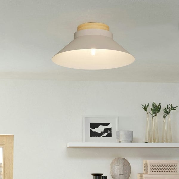 EGLO Moharras Sandy Funnel Steel/Wood Ceiling Light