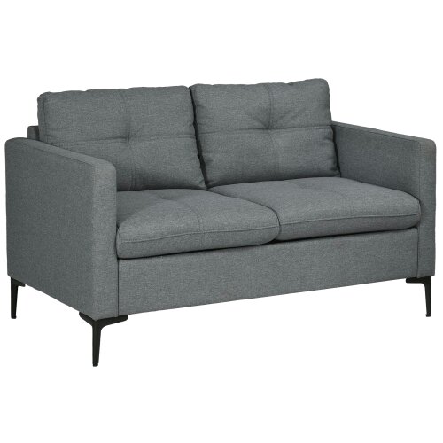 Wyld Haus Malala Minimalist Grey Upholstered 2 Seater Sofa With Steel Legs