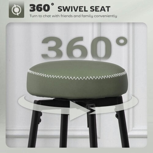 Wyld Haus Rivali Faux Leather Green And Black Bar Stools Set Of 2 With Footrests