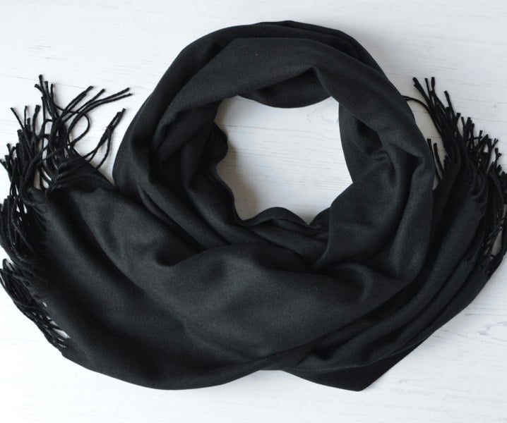 Antonia York Black Pashmina | Drew Super Soft Large Special Occasion Wrap with Tassels