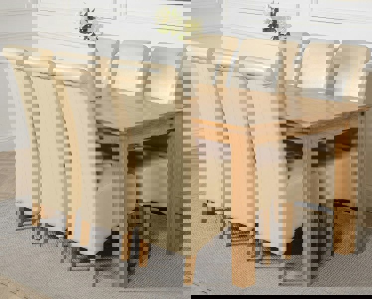 That's Furniture Oslo 180 x 90cm Large Oak Dining Set with Montana Leather Chairs