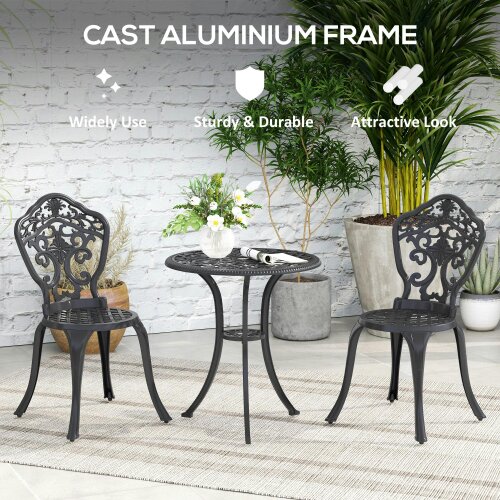 Wyld Haus Rirara Aluminium Black 3 Piece Floral Outdoor Bistro Garden Set