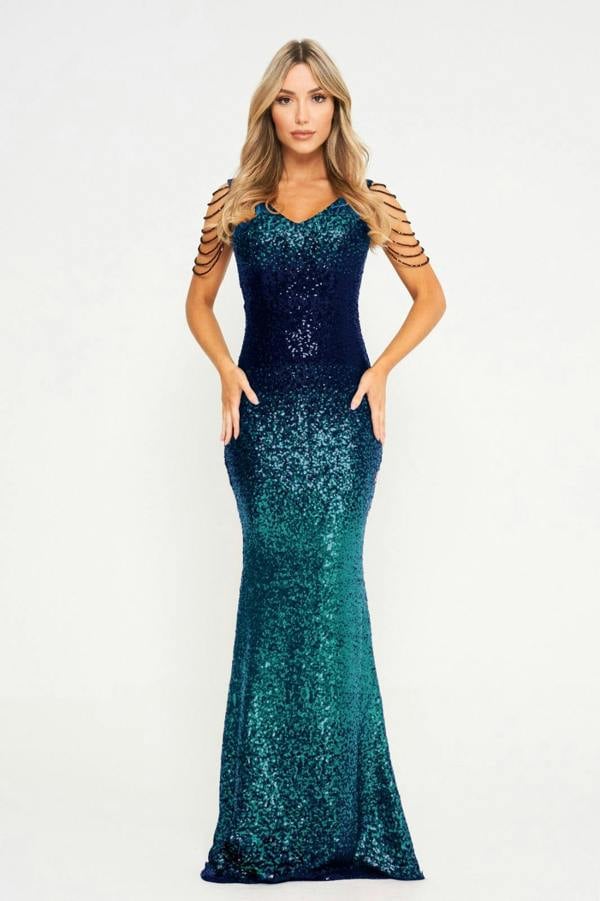 LuvForever Cora - Two-Tone Sequin Maxi Dress