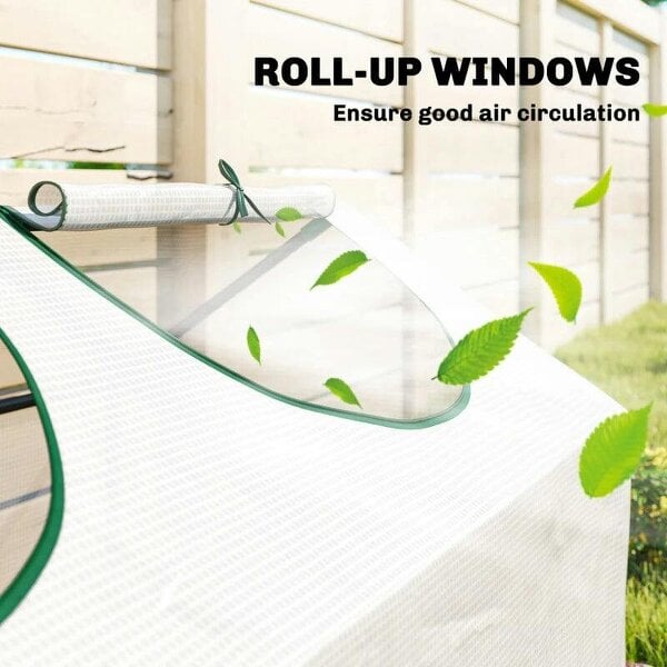 Bobobiy Mini Greenhouse Portable Flower Planter Vegetable Grow House for Garden with Zipped Windows, 180 x 60 x 60 cm, White