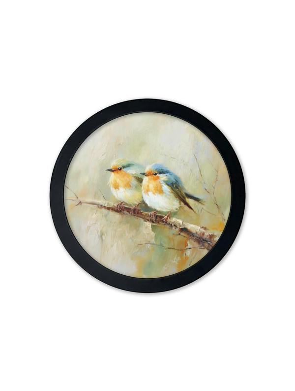 Exceptional Art Garden Birds - 30cm Black Round Box Frame