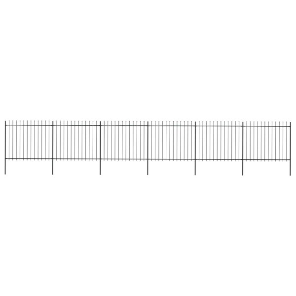 Berkfield Garden Fence with Spear Top Steel 10.2x1.5 m Black