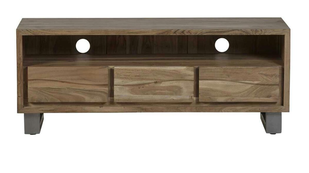 Wyld Haus Wellington Acacia Wood Modern Wide Media Unit 3 Drawers