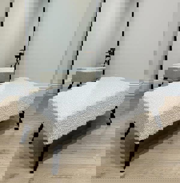 ISTOOLS Premium Teddy Bear Fluffy Creamy White Footstool Coffee Table Ottoman – Soft Plush, Stylish & Non-Storage