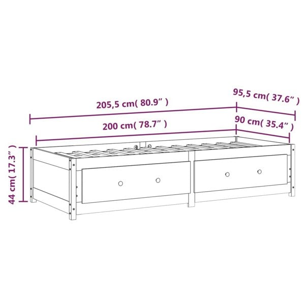 Berkfield Day Bed White 90x200 cm Solid Wood Pine