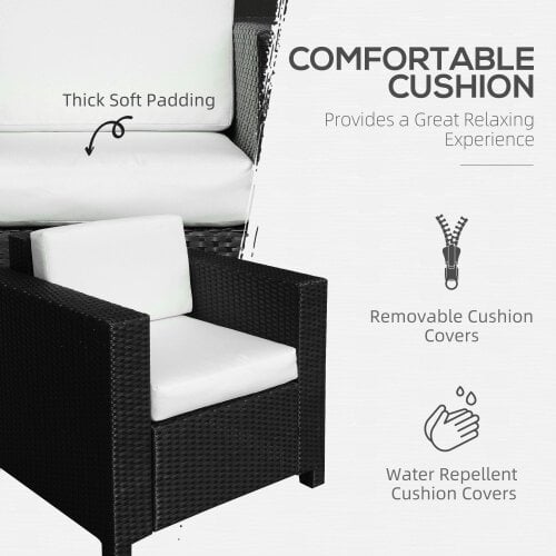 Wyld Haus Raco Rattan Black Single Outdoor Armchair With Thick Cushioned Seat And Armrests