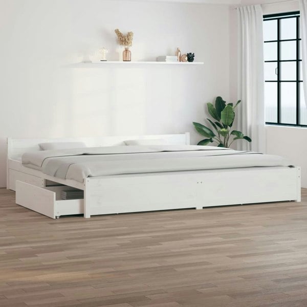 Berkfield Bed Frame with Drawers White 200x200 cm