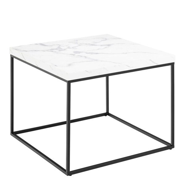 Wyld Haus Hazelmere White Marble Carrara Coffee Table Black Metal Legs
