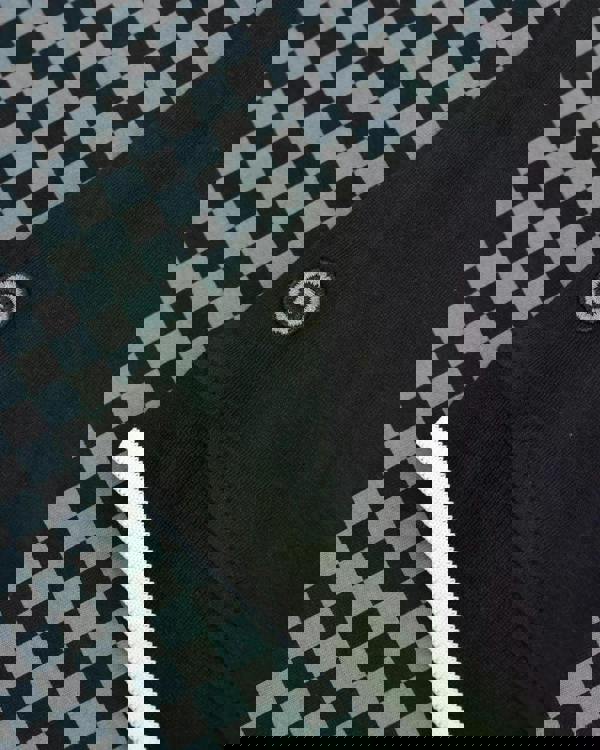 Lambretta Mens Checkered Casual Retro Mod Ska Black Polo Shirt