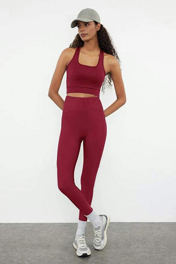 WOVCOR Padded, Thick-Strapped Knitted Sports Bra with Back Detail