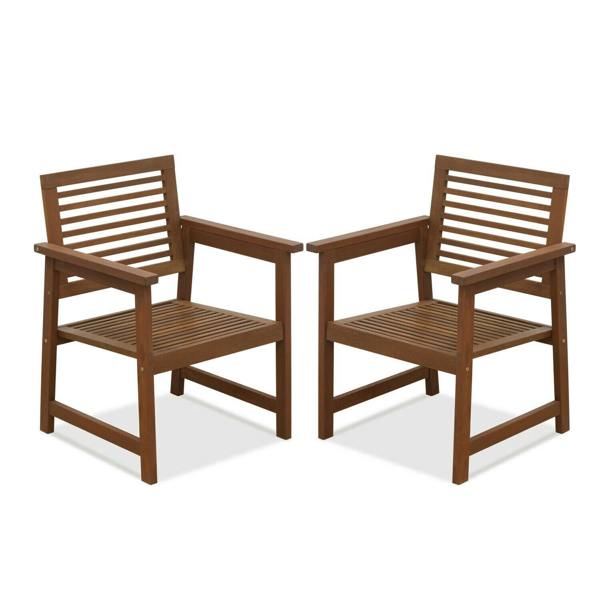WALPLUS Tioman Hardwood Outdoor Armchair without Cushion, Set of Two, Natural | Modern Home Decor