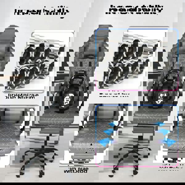 Levede Office Desk Chair PU Gaming Recliner Adjustable Height Swivel Grey