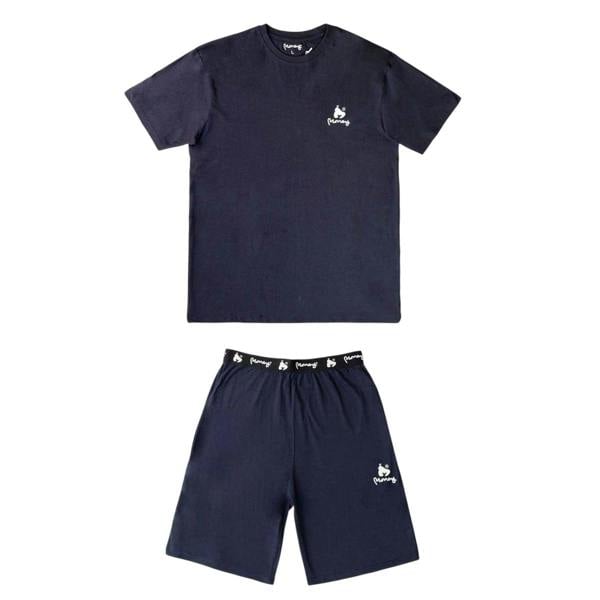 Money Mens Cotton Lounge T-Shirt & Shorts Set - Navy - 