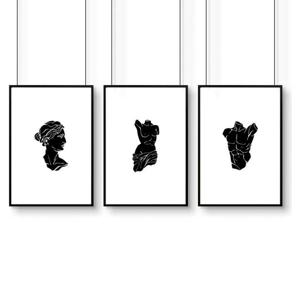 Posters With Frames | Set of 3 Sculpture Wall art Prints
