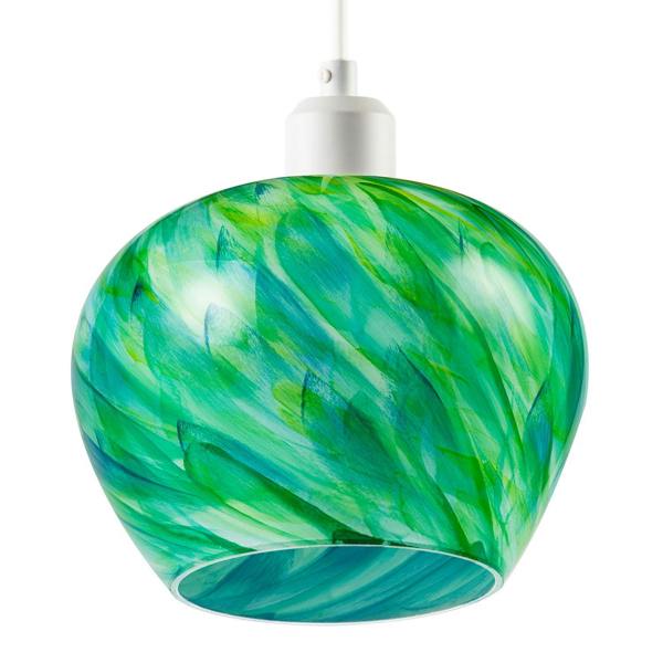 Modern Green Toned Glass Pendant Shade with Brushed Leaves Design Image 4