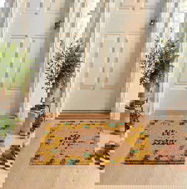 Kingsbury Gifts Sunflower Hello Sunshine Natural Coir Welcome Doormat