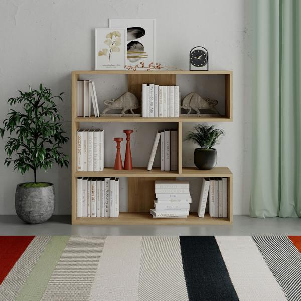 Decortie Molly Modern Corner Bookcase 3 Tier Room Divider Storage Unit Freestanding Melamine Finish 89cm