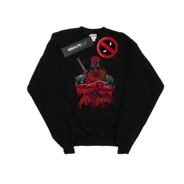 Marvel Mens Deadpool Pose Splat Sweatshirt - Black