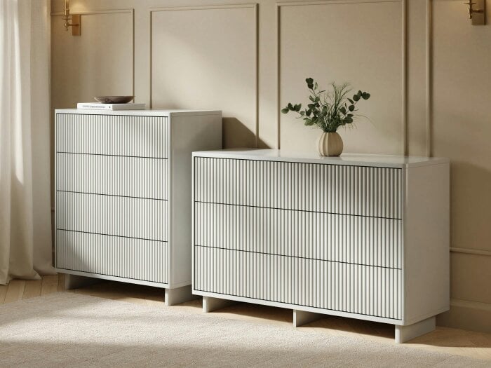 SOLACE+CO Velmor 2 Piece Ribbed Chest of Drawers Set White