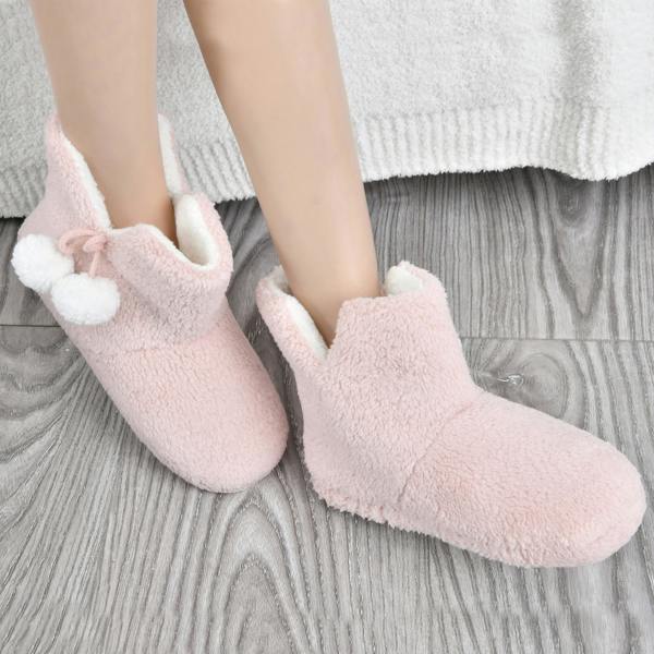 Smart Living Women's Teddy Fleece Bootie Slippers - Cozy, Warm, Soft Indoor House Boots- Blush