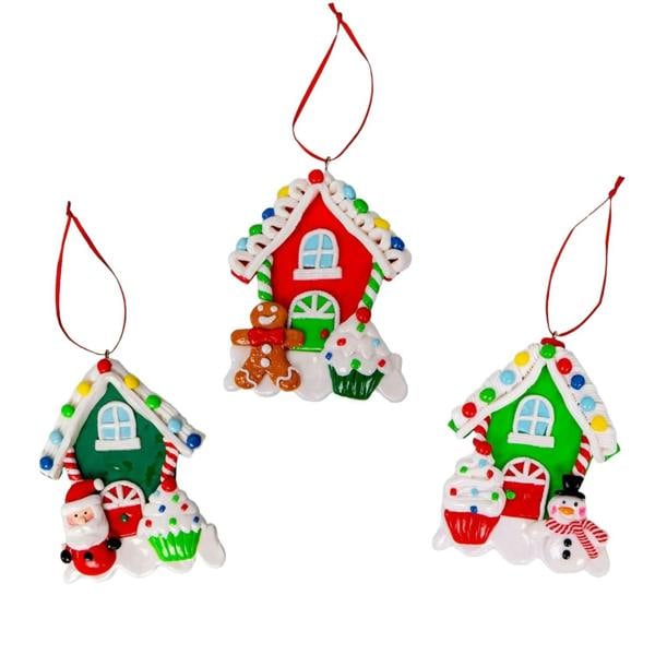 Multicolour Ceramic Christmas Hanging Decorations in 3 or 12 Pack Sizes for Trees and Displays image 1