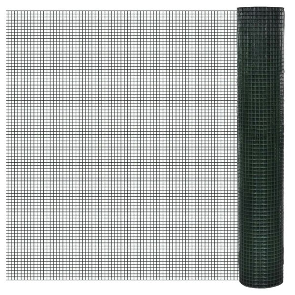 Berkfield Chicken Wire Fence Galvanised with PVC Coating 10x1 m Green