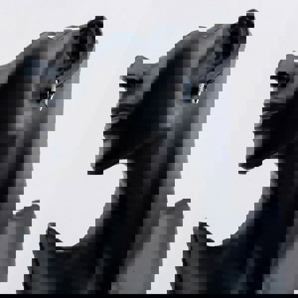 T. H. Baker Sterling Silver Rhodium Plated Sky Blue Cubic Zirconia Creole Earrings 8.58.0027