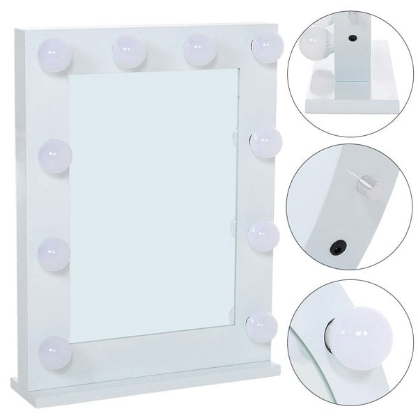 Metal Round Lighted Makeup Mirror for Tabletop Face Mirrors Living and Home