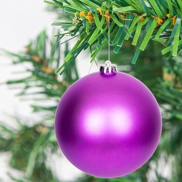 Shatchi 15cm Purple Shatterproof Christmas Baubles Set of 3 for Tree, Garland and Home Decor