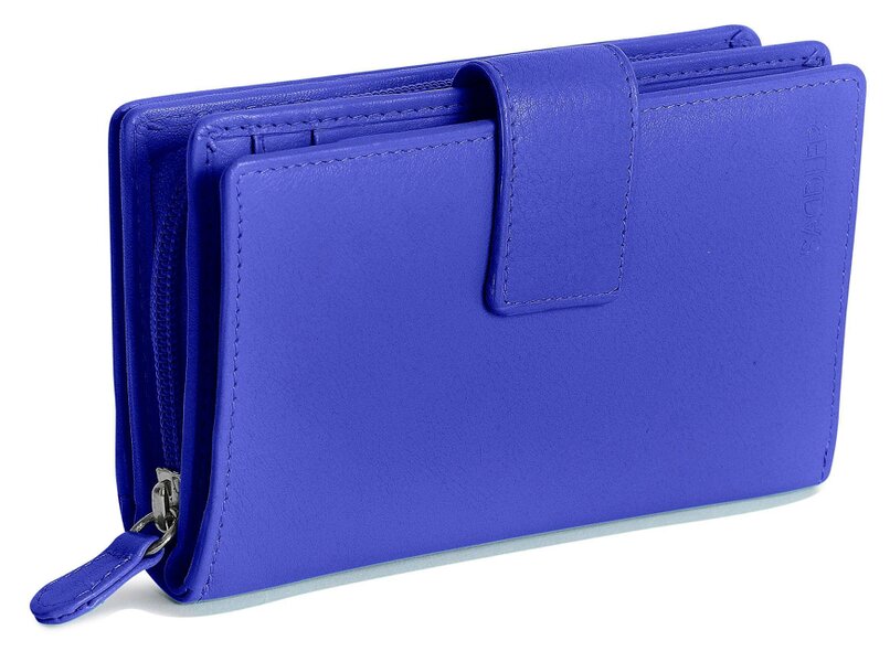 SADDLER GEORGIE Leather Double-Sided Purse - 13 Card Slots, Generous Space for Notes and Coins - RFID Protected - Ultra Violet
