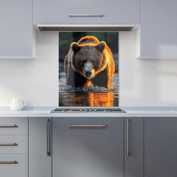 Warren Reed Grizzly Bear Glass Kitchen Splashback - 00019