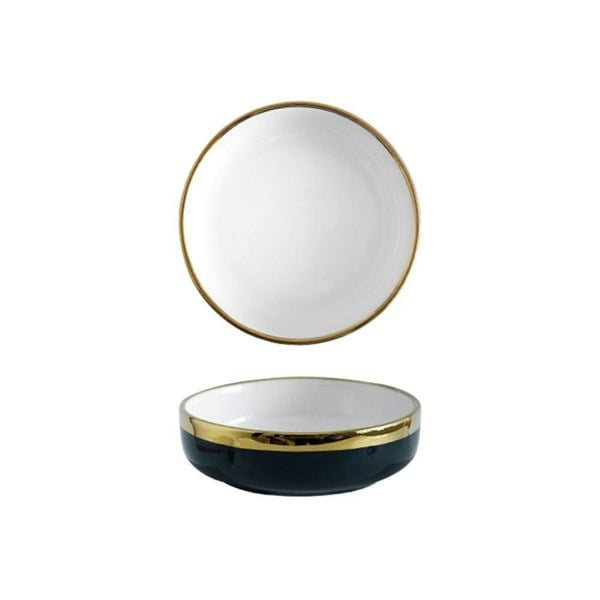 9 Piece Dinner Set, White And Dark Blue-Weilai Concept-Weilai Concept