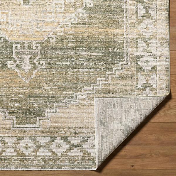Livabliss Fifth Avenue-Vintage Green Brown Grey Traditional Boho Fringe Rug