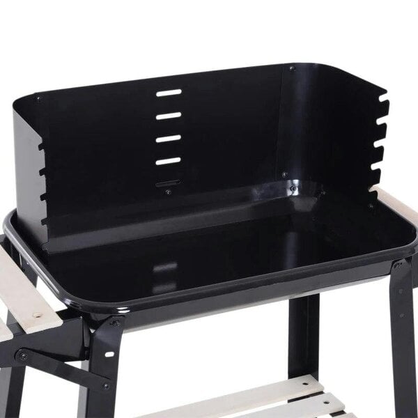 Bobobiy Trolley Charcoal BBQ Barbecue Grill Outdoor Patio Garden Heating Smoker with Side Trays Storage Shelf and Wheels
