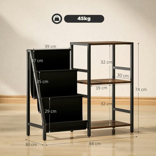 Wyld Haus Nobalo Wooden Rustic Brown 3 Tier Stand Side Table