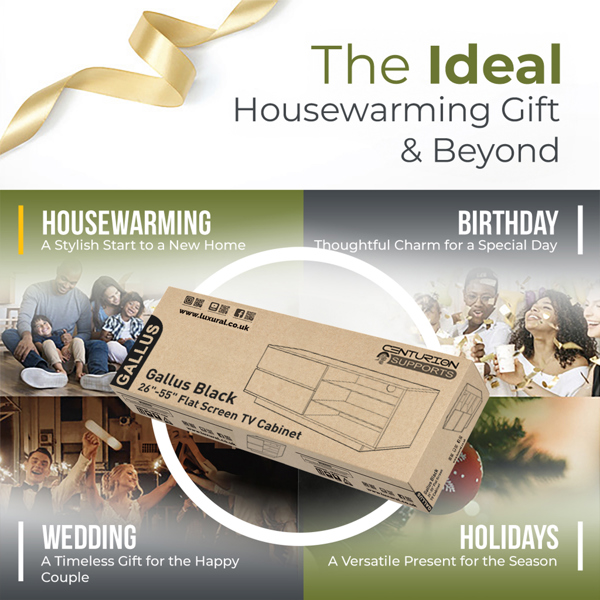 Centurion Supports Gallus Premium Walnut with 2-Walnut Drawers and 3-Shelves 32"-55" LED/OLED/LCD TV Cabinet