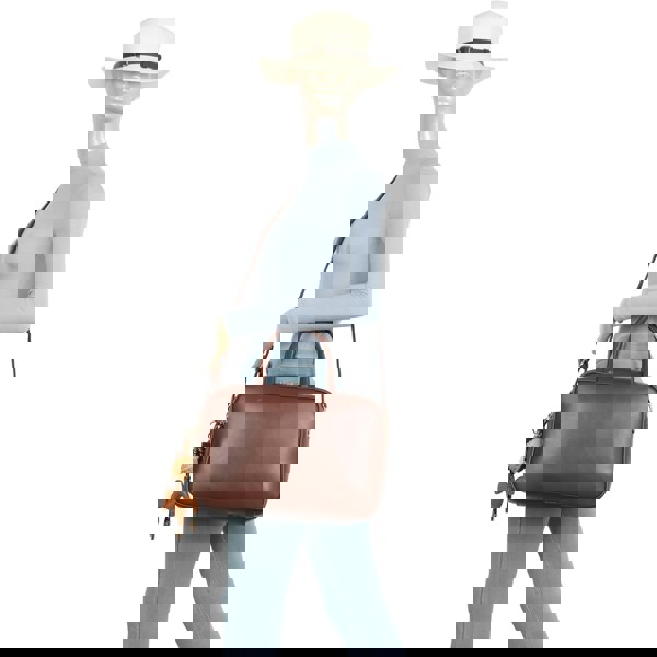 Kitise Structured Box Satchel Handbag Crossbody Purse Dog Charm