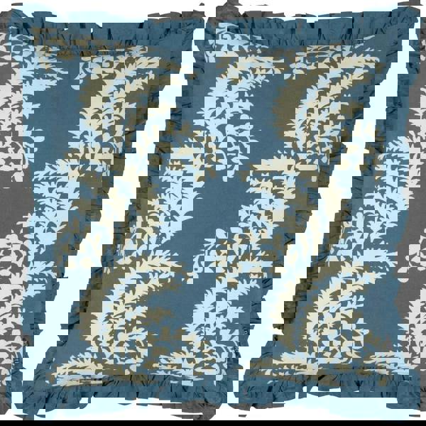 Paoletti Montrose Pleated Floral Cushion Cover - French Blue