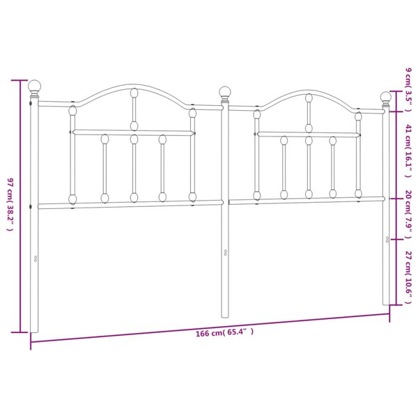 Berkfield Metal Headboard Black 160 cm