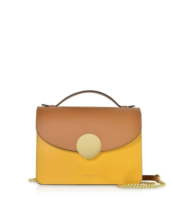 Le Parmentier New Ondina Color Block Flap Top Satchel Bag - Caramel / Saffron
