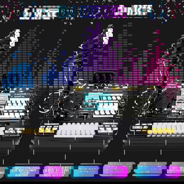 deAO Kids DJ Music Mixer Table Set – Interactive DJ Toy with Microphone, Disco Lights, 100+ Sounds & Rechargeable Recording Board