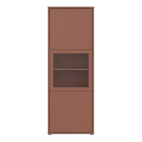 Furniture To Go Alice Springs Narrow Display Cabinet with 3 Push-to-Open Doors in Terracotta