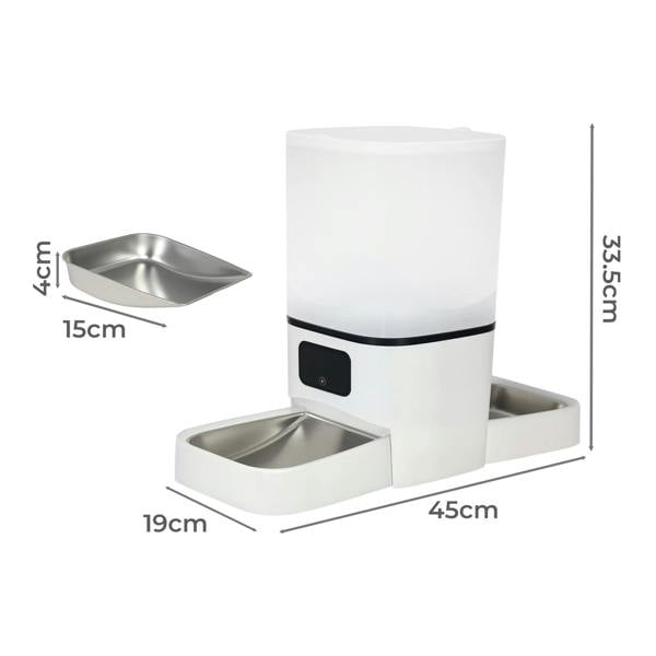 Skylos Dog Feeder Food Automatic Dispenser 6L Dual Bowl APP Timer Portal Contol