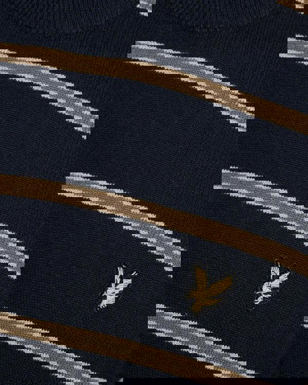 Lyle & Scott Cotton Striped Mens Crew Neck Jumper - Z271 Dark Navy